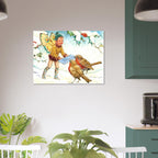 Christmas Elf Art Print With A Letter For Two Robins Among Snow Covered Holly Golden Age Art