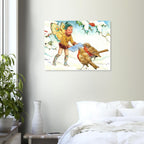 Christmas Elf Art Print With A Letter For Two Robins Among Snow Covered Holly Golden Age Art