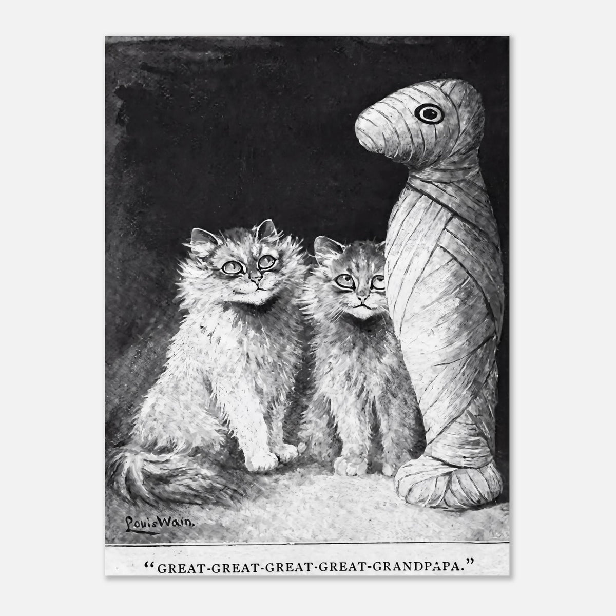 Louis Wain Cat Print Vintage Mummy Art Funny Antique Cat Poster Weird Victorian Wall Art Canvas Decor Oddities Vintage Animal