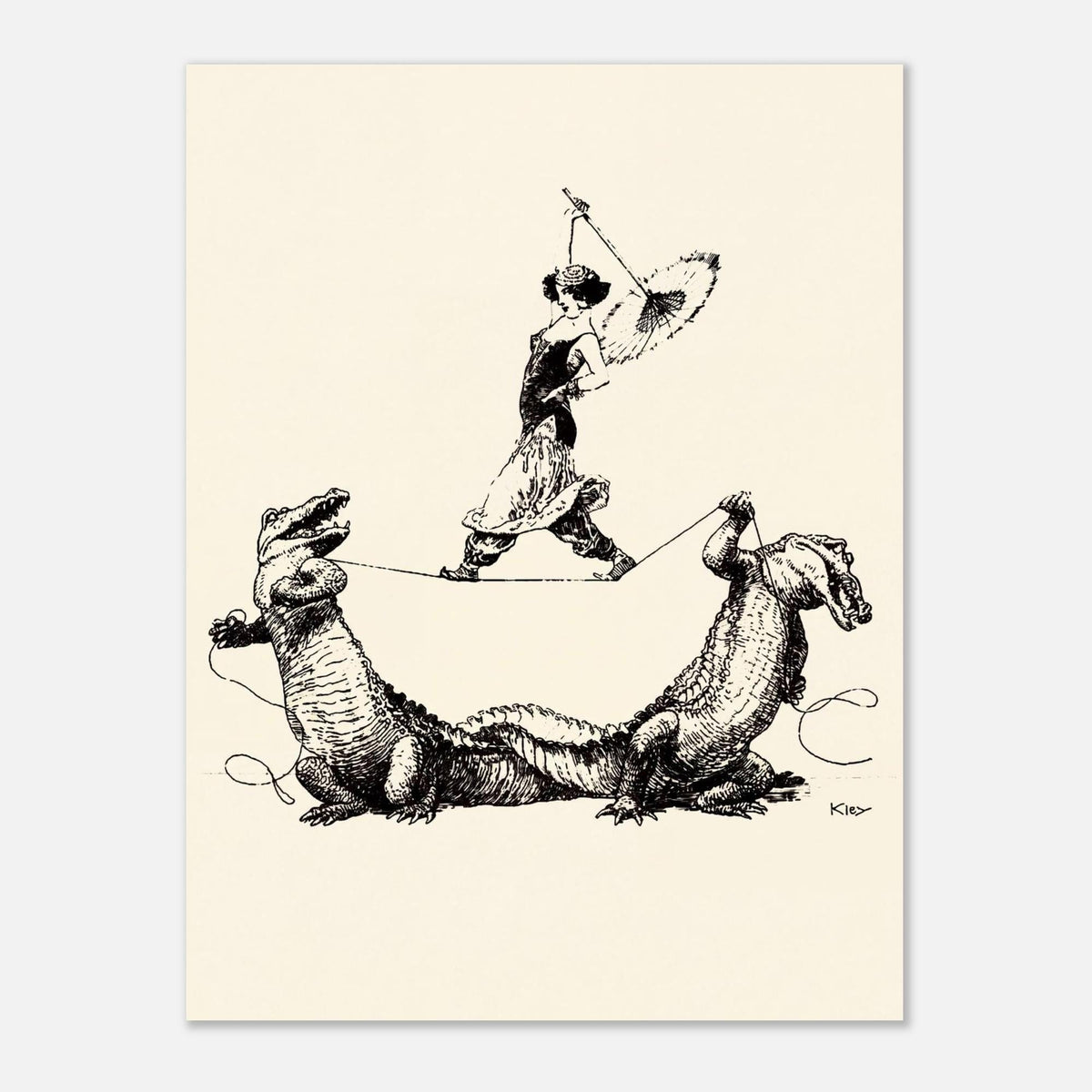 Heinrich Kley Vintage Illustration Wall Art Strange Circus Print Weird Fine Art Pen And Ink Print Oddities Vintage Animal