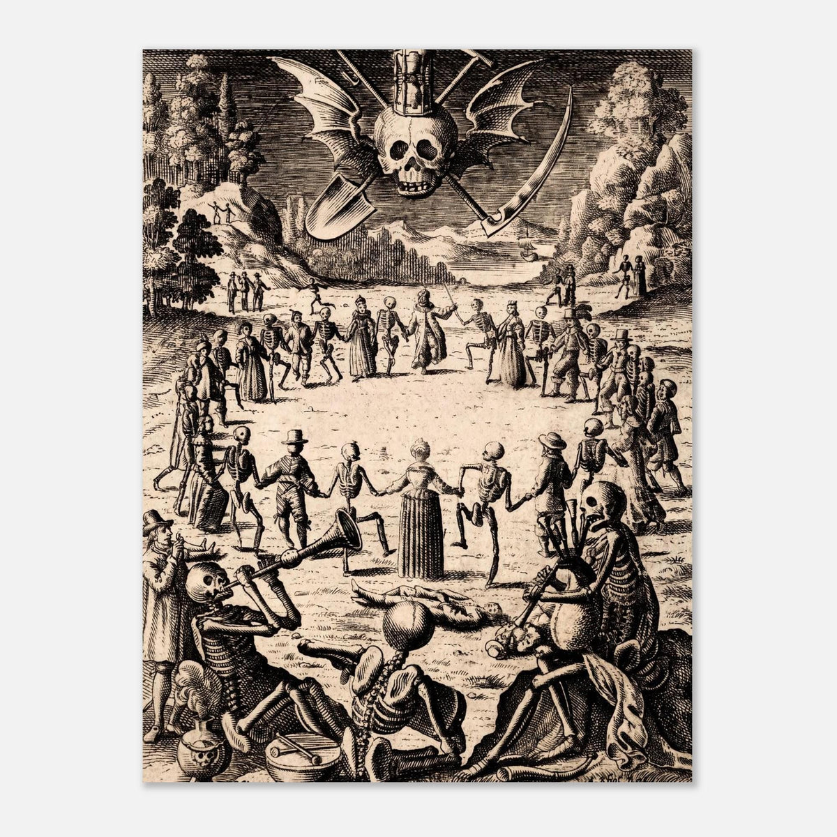 Gothic Danse Macabre Print Skeletons Wall Art Vintage Death Engraving Dark Academia Home Decor Canvas Poster Gothic Oddities