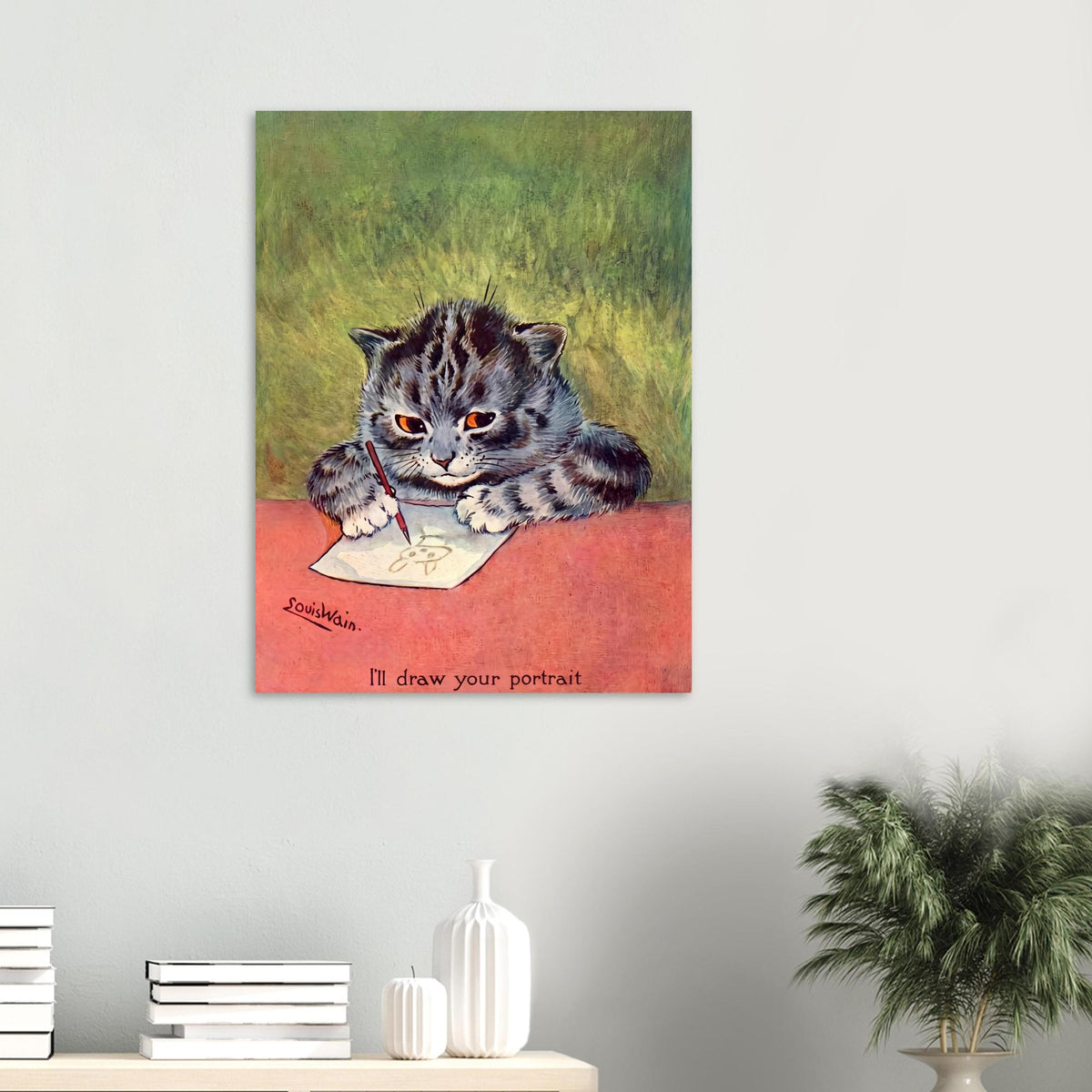 Louis Wain Cat Print Antique Illustration Funny Cat Wall Art Whimsical Animal Artwork Retro Kitten Poster Vintage Cat Art