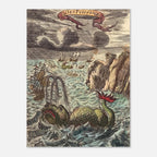 Vintage Sea Monster Art Print Antique Sea Serpent Illustration Weird Medieval Art Print Historic Ocean Print Oddities Vintage Animal