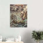 Vintage Sea Monster Art Print Antique Sea Serpent Illustration Weird Medieval Art Print Historic Ocean Print Oddities Vintage Animal