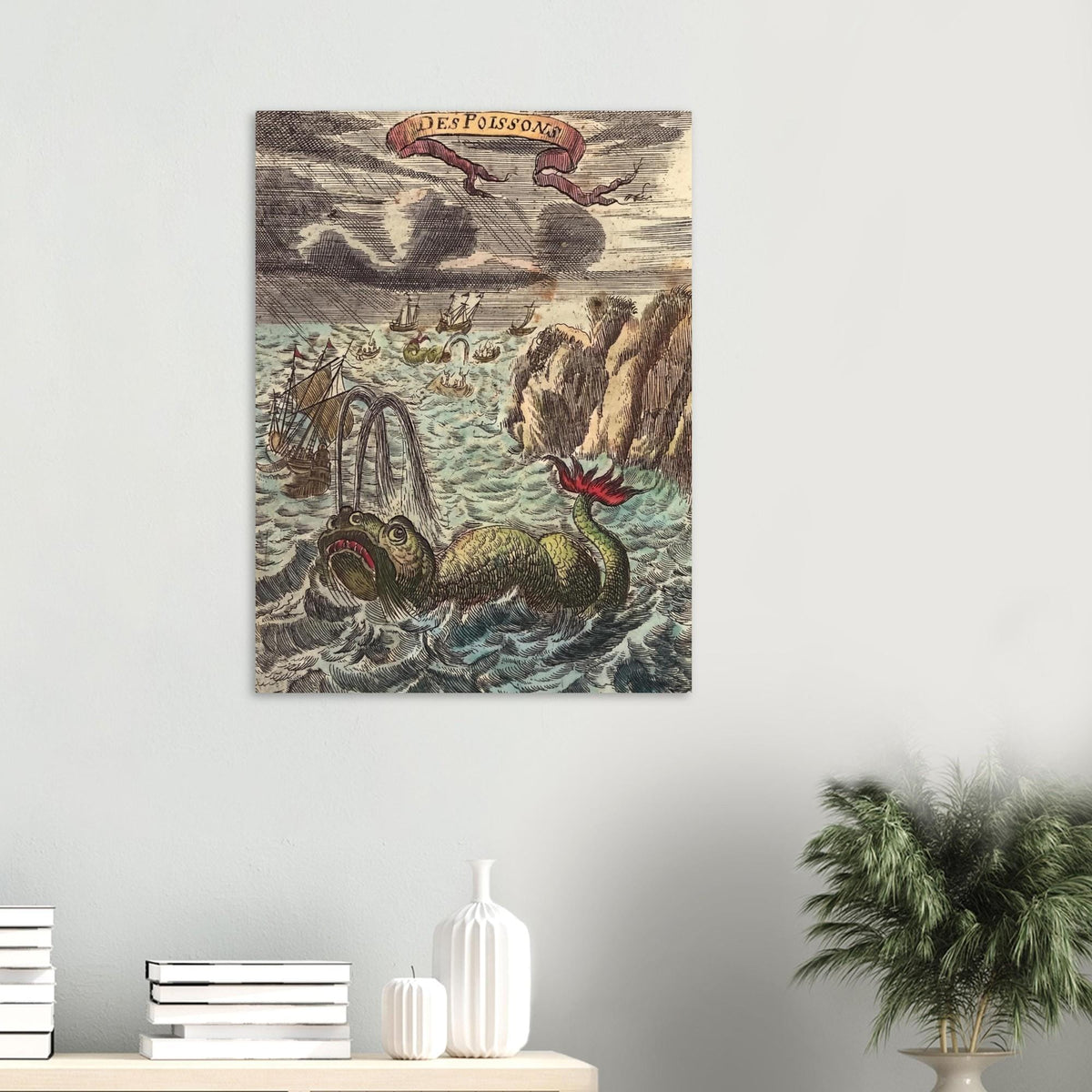 Vintage Sea Monster Art Print Antique Sea Serpent Illustration Weird Medieval Art Print Historic Ocean Print Oddities Vintage Animal