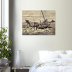 Vintage Kraken Attack Print Monster Sea Creature Illustration Oceanic Nautical Wall Art Mythological Print Oddities Vintage Animal