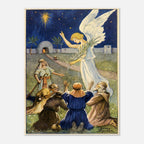 Angel Art Print Annunciation To The Shepherds Night Sky Christmas Scene Sacred Medieval Icons