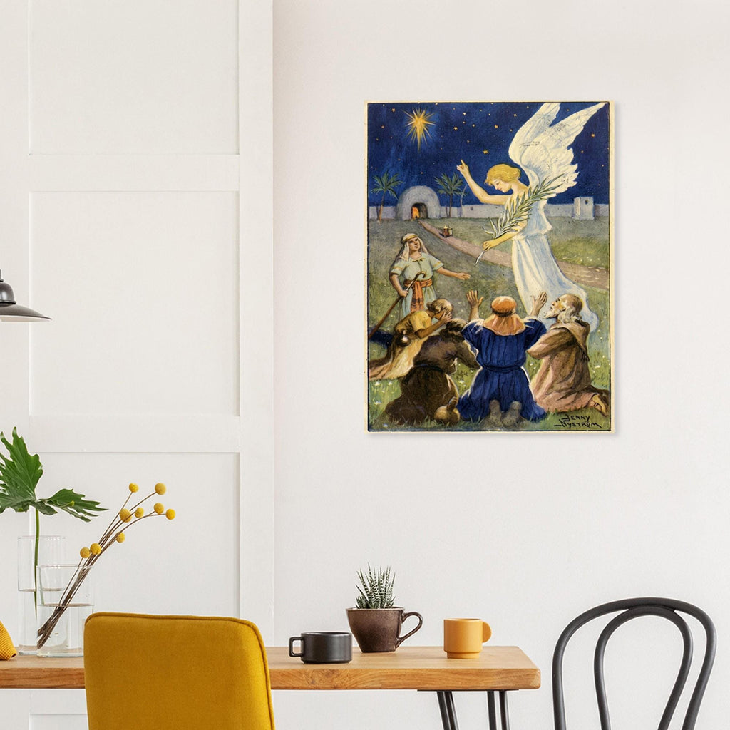 Angel Art Print Annunciation To The Shepherds Night Sky Christmas Scene Sacred Medieval Icons