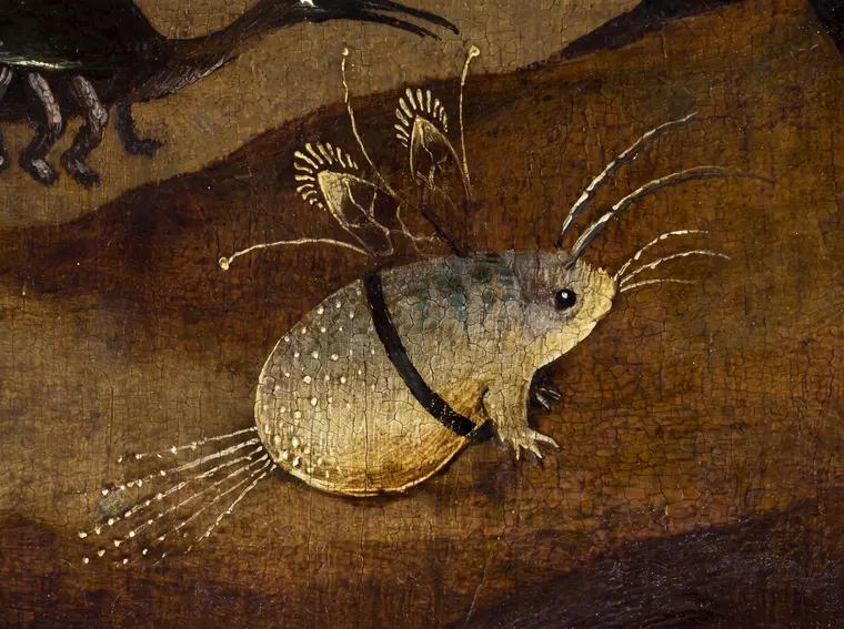 Detail of a strange winged creature from a vintage painting